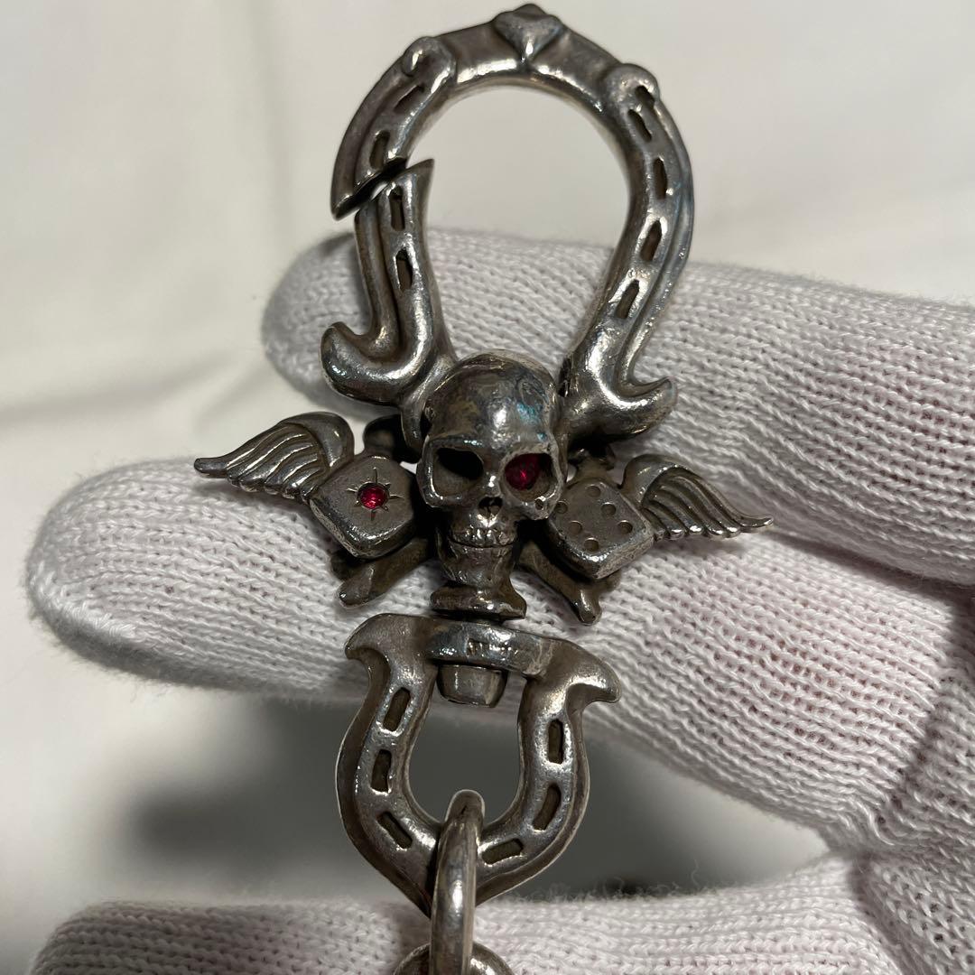 galcia スカルデザイン ウォレットチェーン オールシルバー