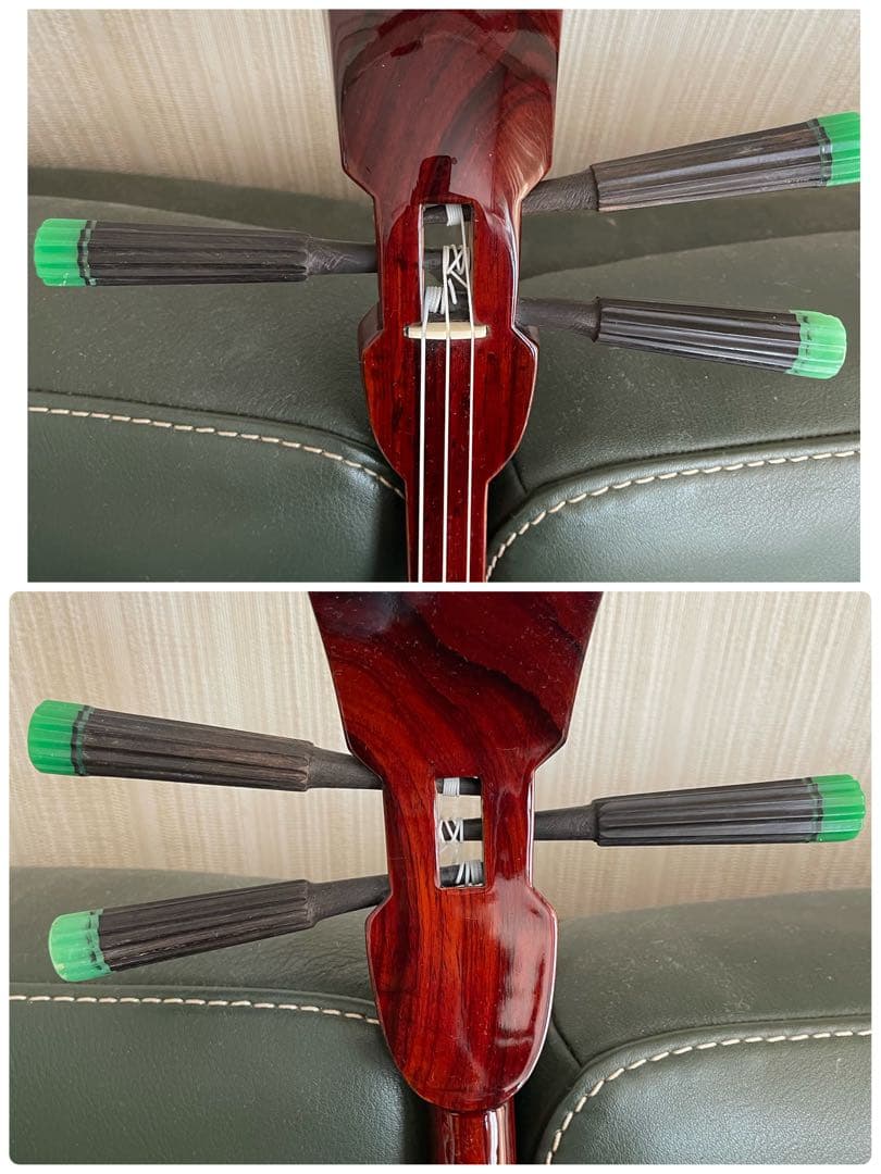 カラクイが美しい蛇皮三線 、バチその他ハードケース付き