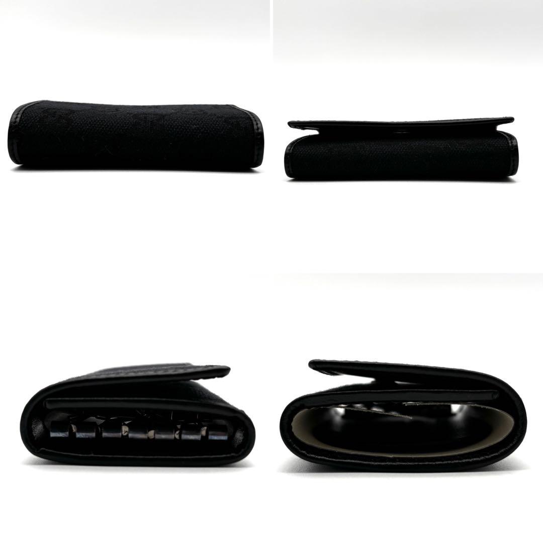 未使用保管品 グッチ 6連 キーケース GG キャンバス レザー メンズ 黒