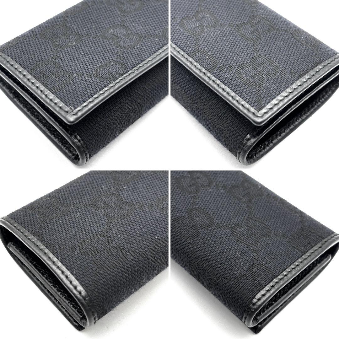 未使用保管品 グッチ 6連 キーケース GG キャンバス レザー メンズ 黒