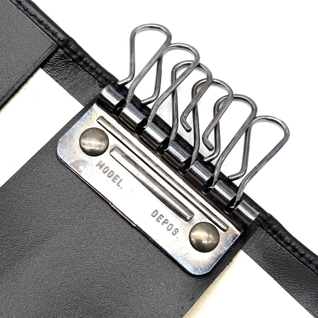 未使用保管品 グッチ 6連 キーケース GG キャンバス レザー メンズ 黒