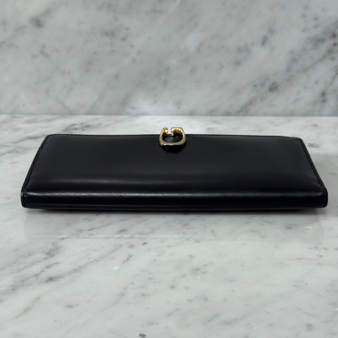 GUCCI グッチ 長財布 ブラック 黒 ロゴ G ロック 金 艶有り