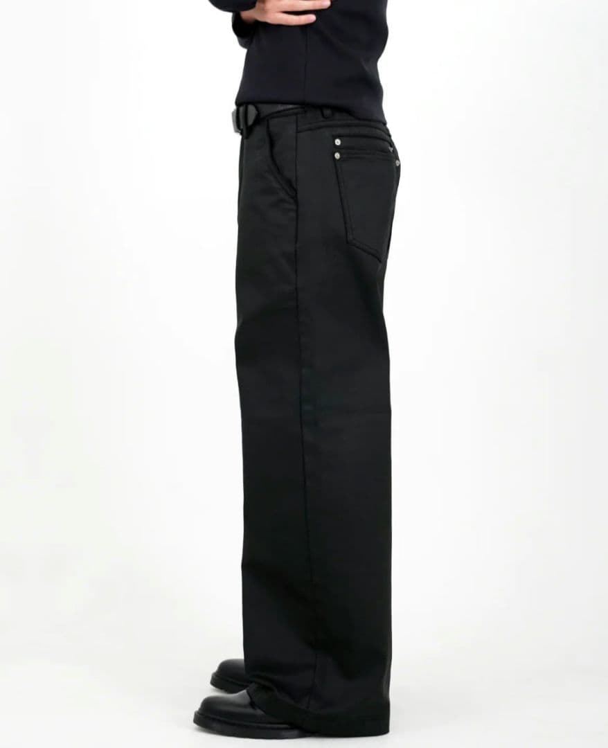 【即完品】asapmode Oil Coating Wide-Leg Pants