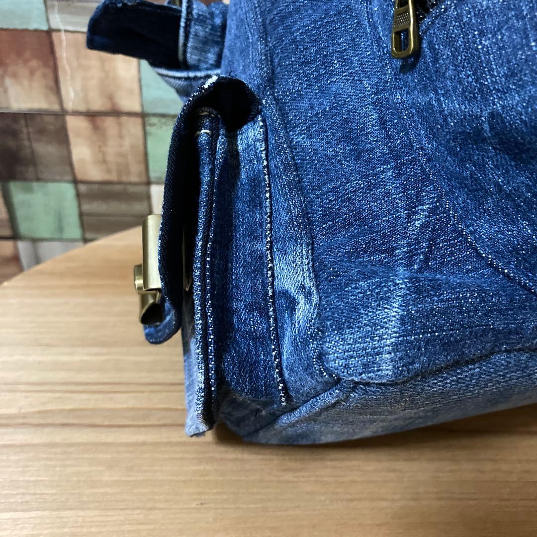 デニムリメイク ポケットいっぱいショルダーバック୨୧