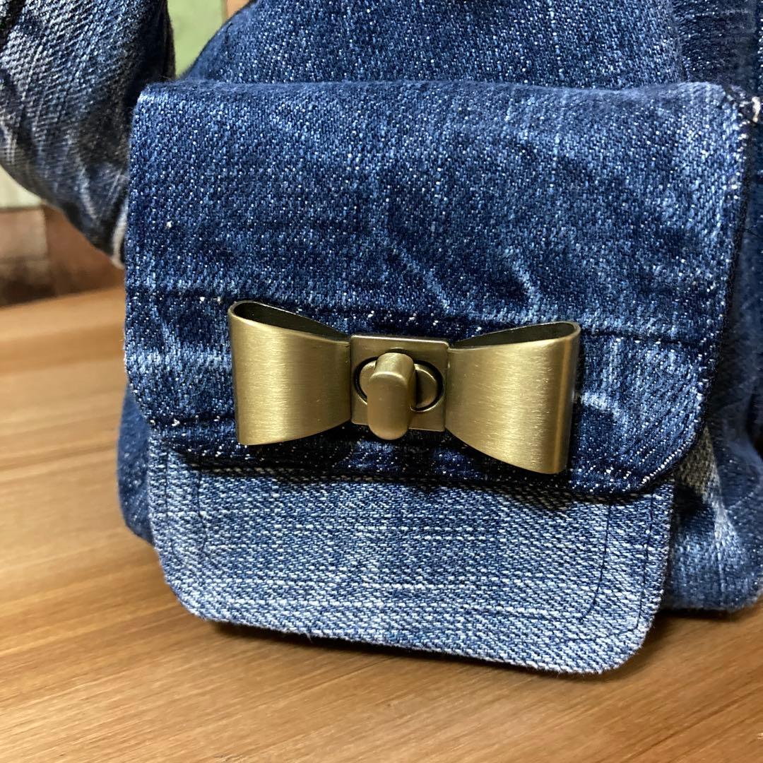 デニムリメイク ポケットいっぱいショルダーバック୨୧