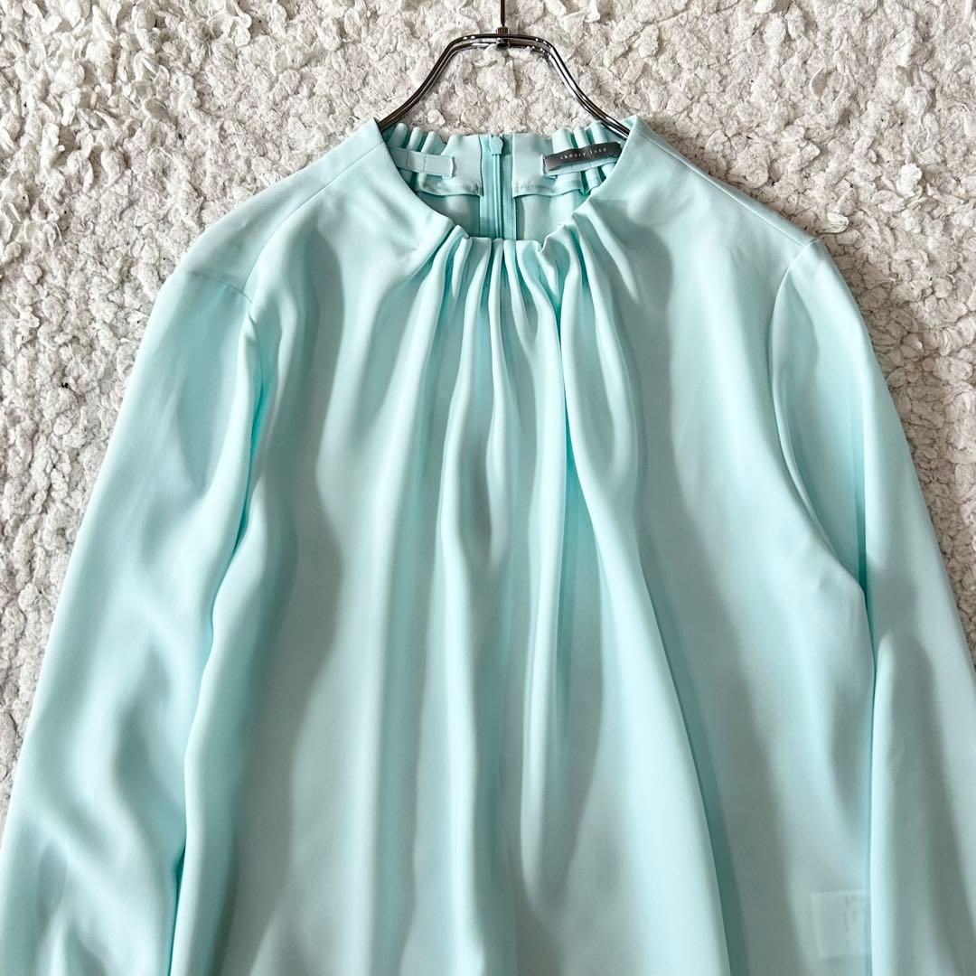 美品 セオリーリュクス 25SS ギャザー ストレッチ ウォッシャブル ブラウス