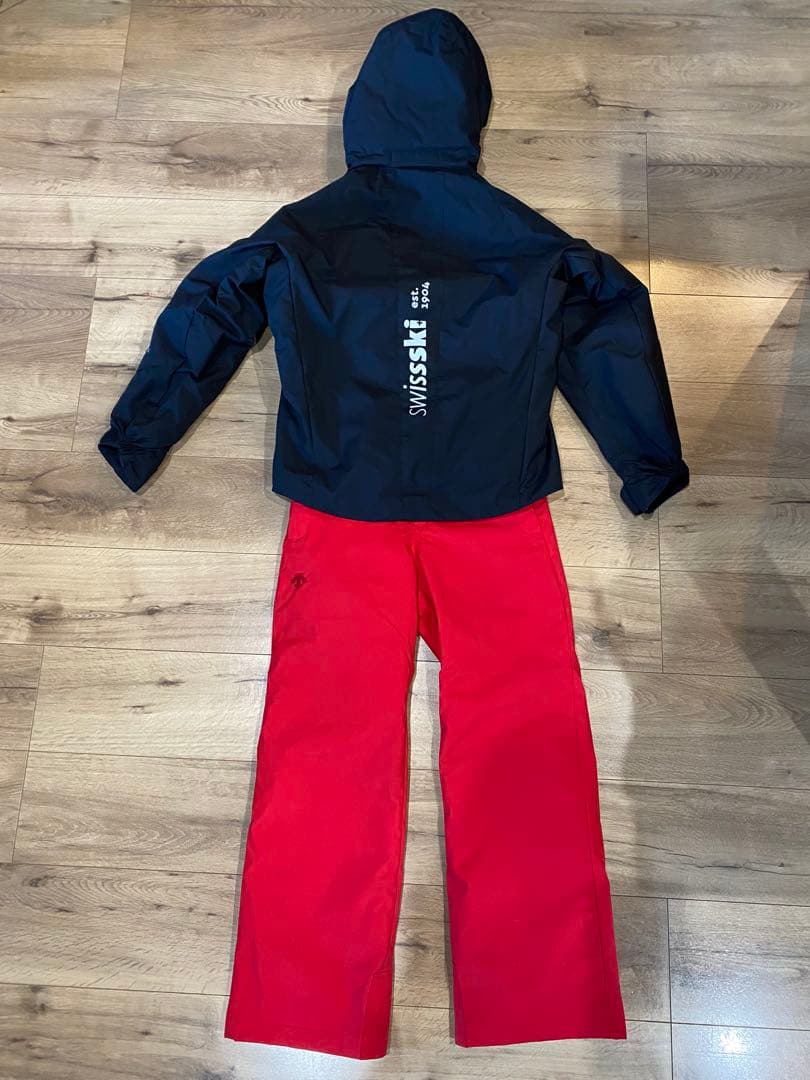DESCENTE スキーウェア 黒 赤