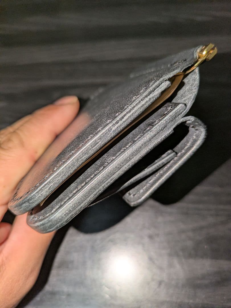 イタリアンレザー マネークリップ コンパクトウォレット 総手縫い ハンドメイド