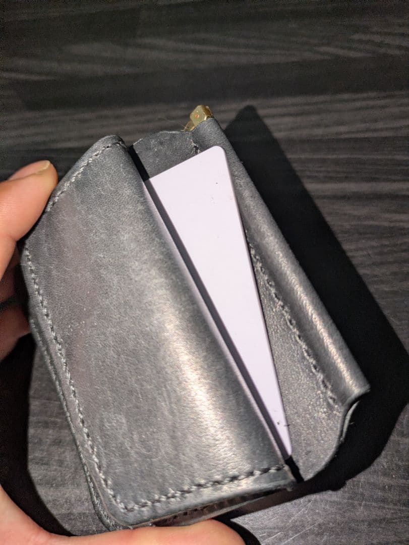 イタリアンレザー マネークリップ コンパクトウォレット 総手縫い ハンドメイド