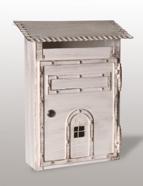 郵便受け【未使用品】ポスト鍵付き　ホワイト　アンティーク　ビンテージ風　イタリア