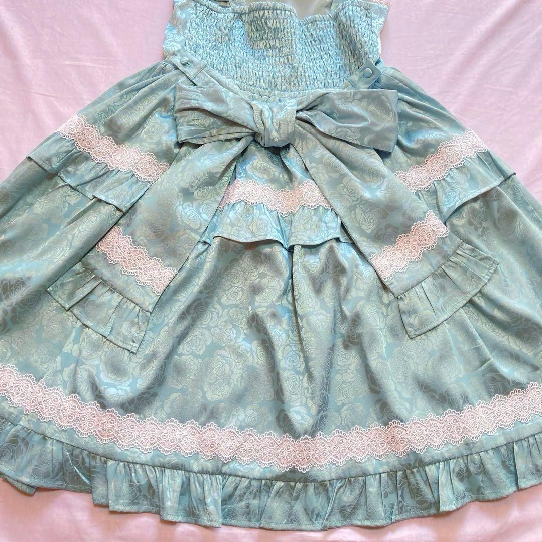 axes femme kawaii ロマンスローズジャンスカ　グリーン　M