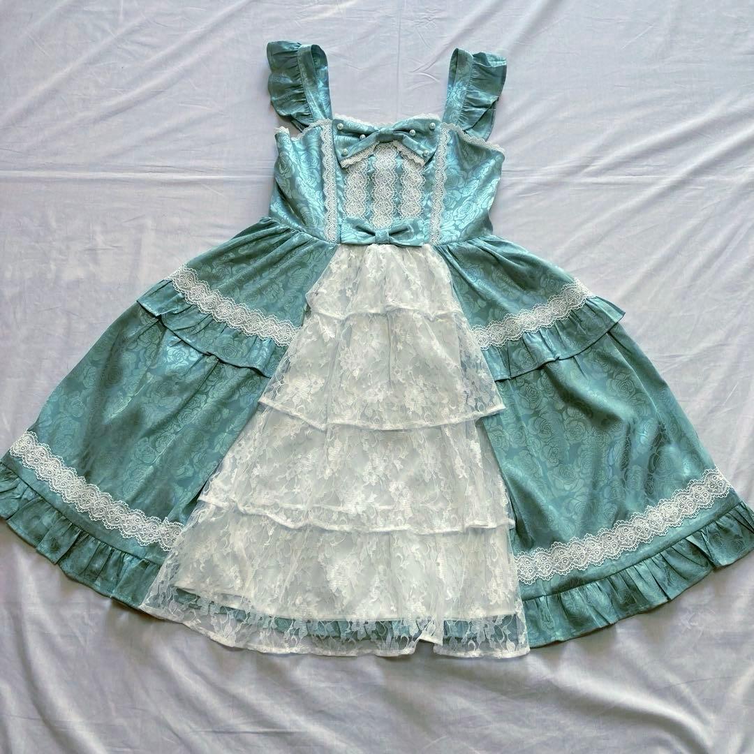 axes femme kawaii ロマンスローズジャンスカ　グリーン　M