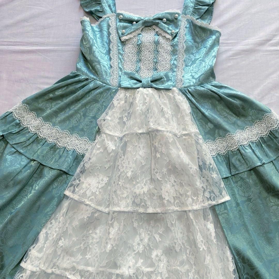 axes femme kawaii ロマンスローズジャンスカ　グリーン　M