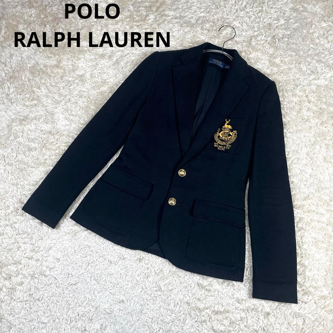 ポロラルフローレン 金ボタン 刺繍 エンブレム ブレザー S相当 ブラック