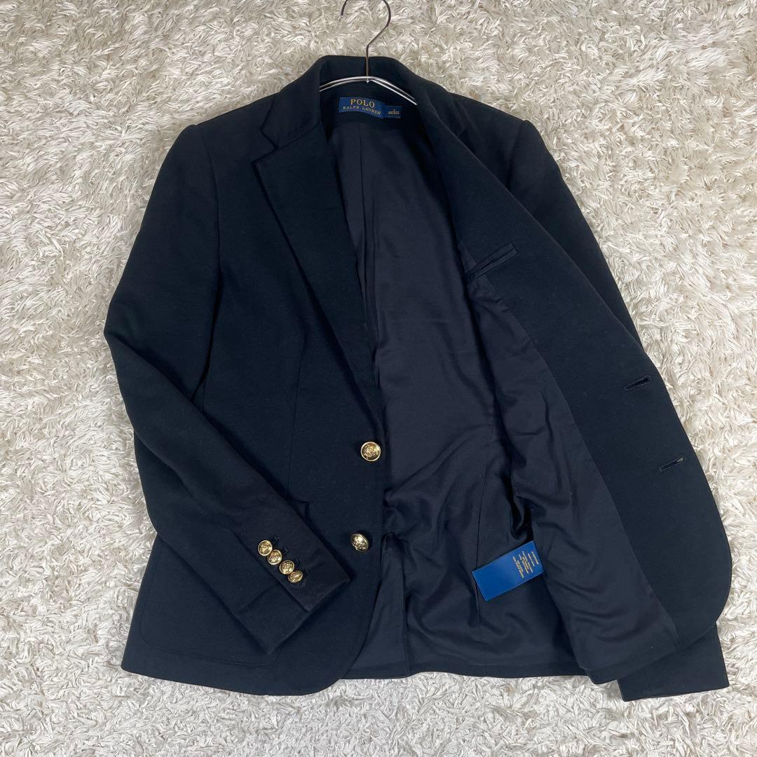 ポロラルフローレン 金ボタン 刺繍 エンブレム ブレザー S相当 ブラック