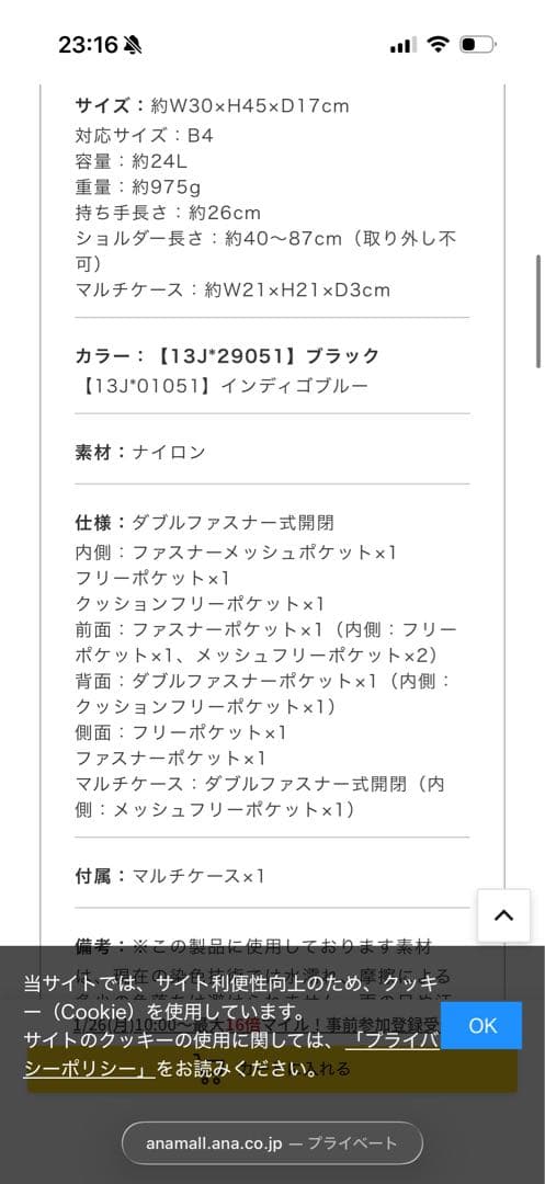 GREGORY ブラック バックパック