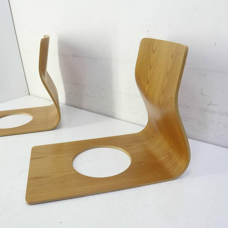 美品 天童木工 座椅子 2脚セット 欅 成形合板 藤森健次 曲げ木 和モダン