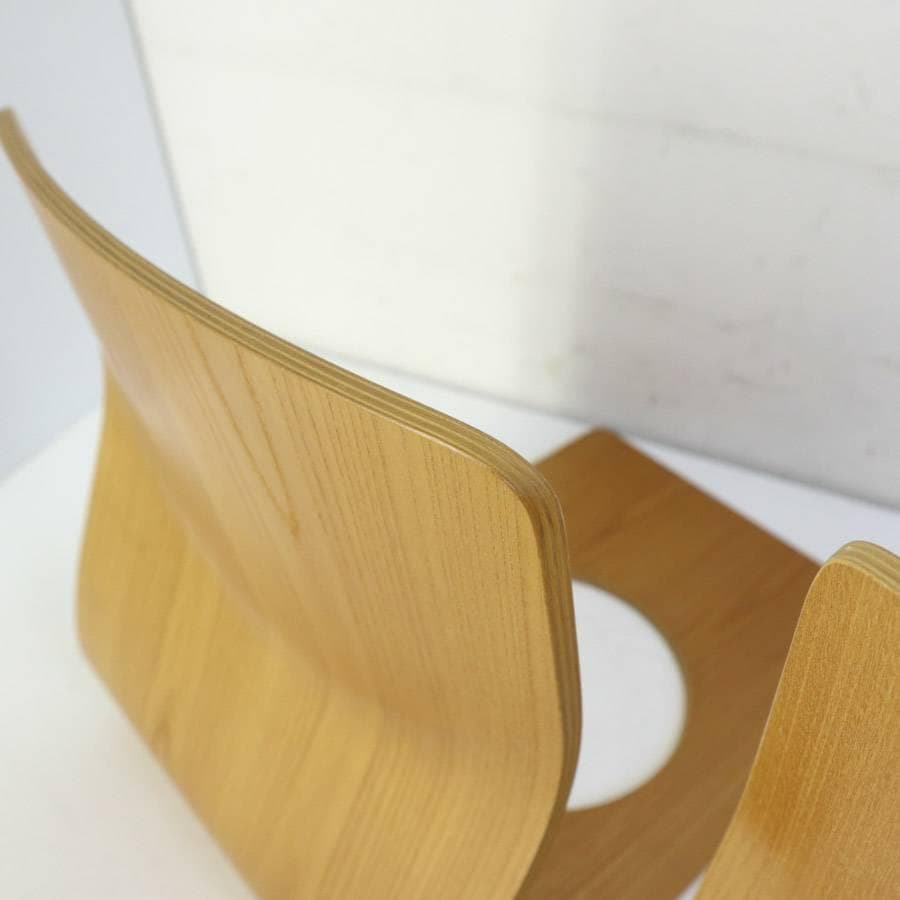 美品 天童木工 座椅子 2脚セット 欅 成形合板 藤森健次 曲げ木 和モダン