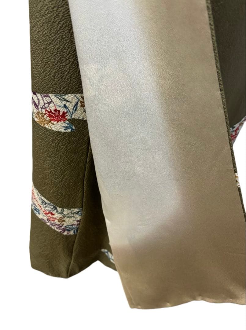 K-1◆小紋 拾 フルセット◆正絹 ちりめん◆ゆったりサイズ◆着物 4点セット◆