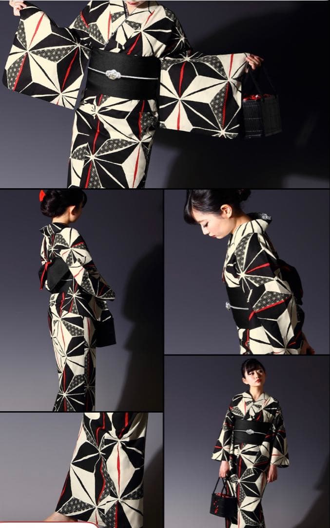 【新品未使用】　麻の葉柄　浴衣+帯　2点セット