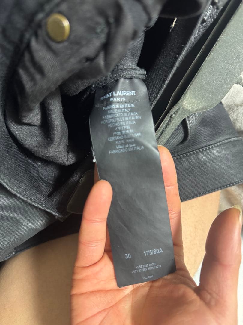 saint laurent コーティングデニムパンツ