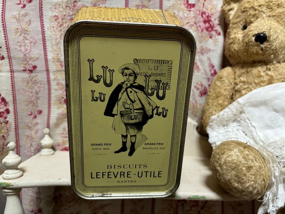 LUビスケット バスケット パニエ 缶 フランスアンティーク　ヴィンテージ