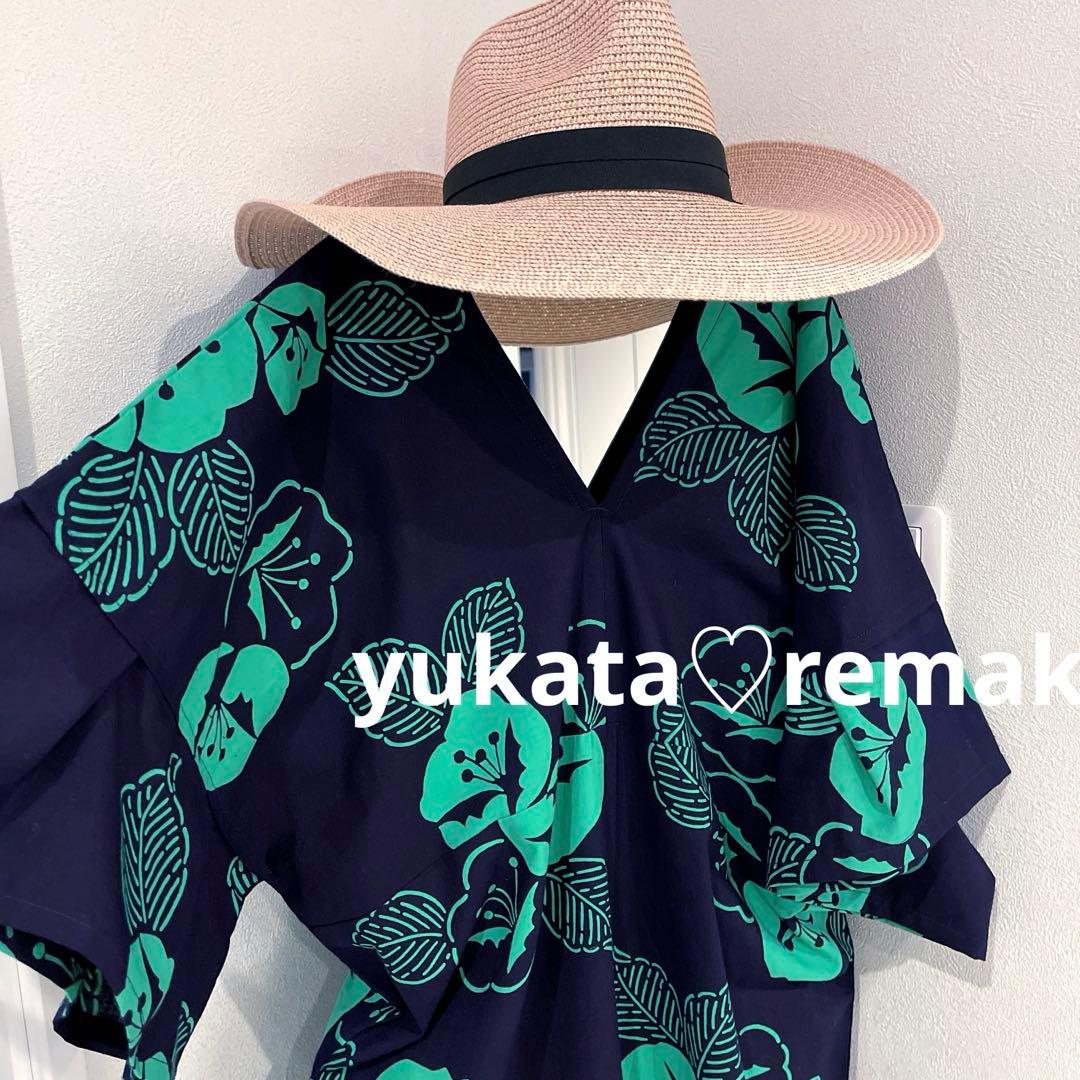 浴衣リメイク　着物リメイク　カフタン風ワンピ　チュニック