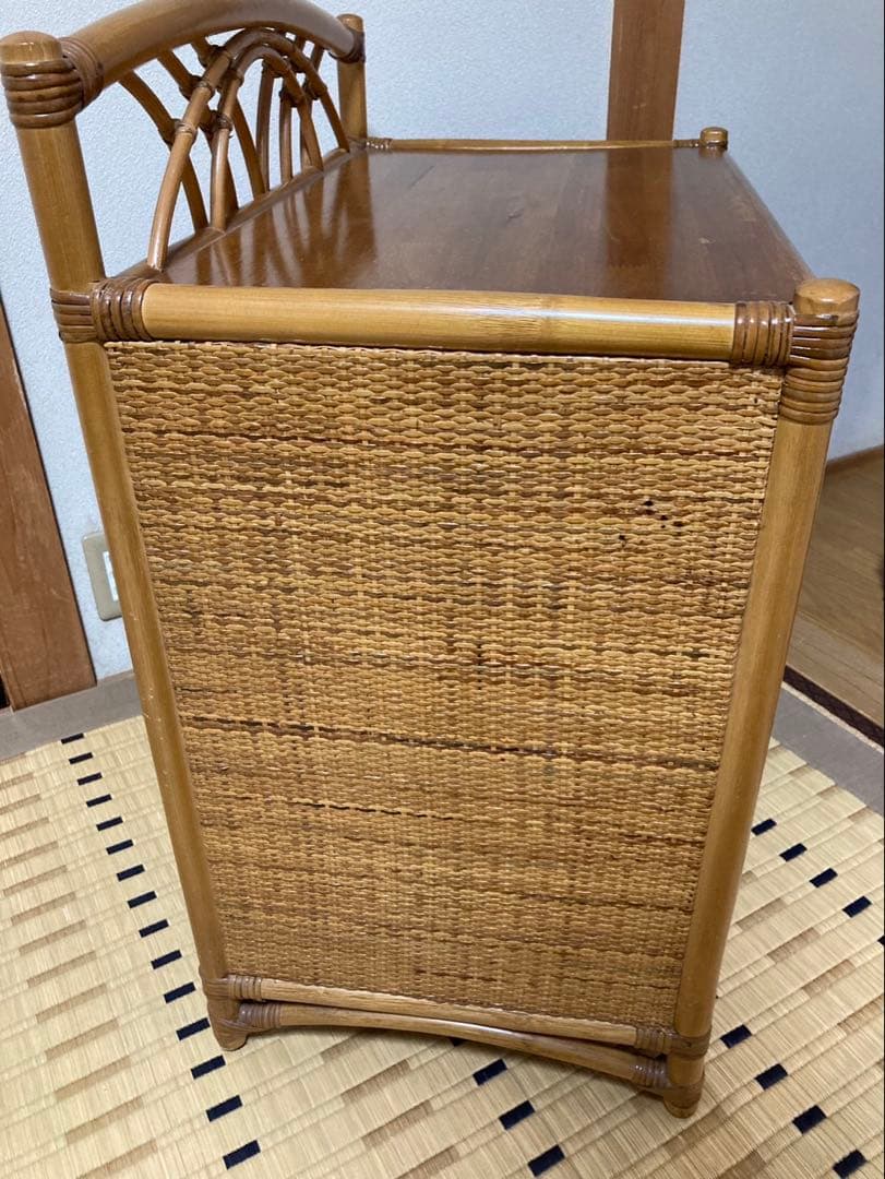 ラタンチェスト　レトロ　アンティーク 籐　キャビネット　ラタン