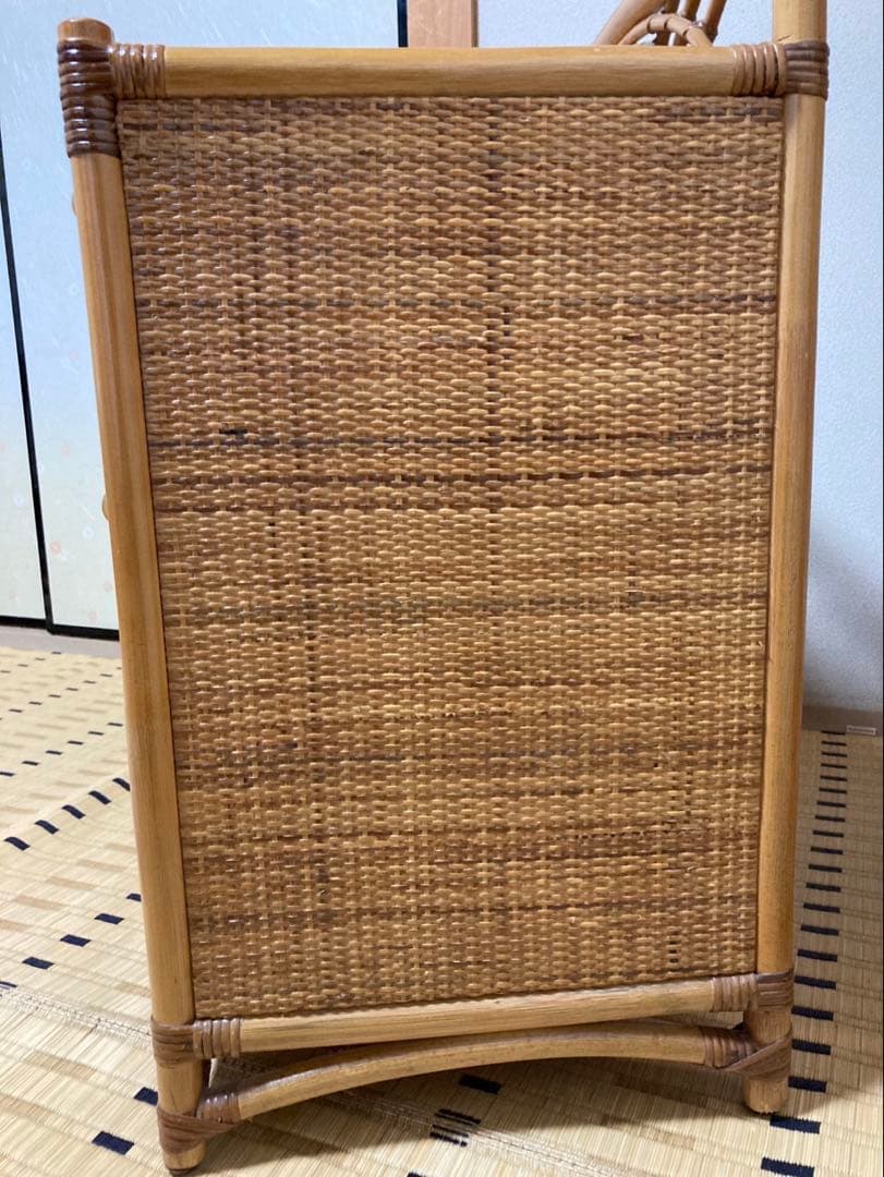 ラタンチェスト　レトロ　アンティーク 籐　キャビネット　ラタン