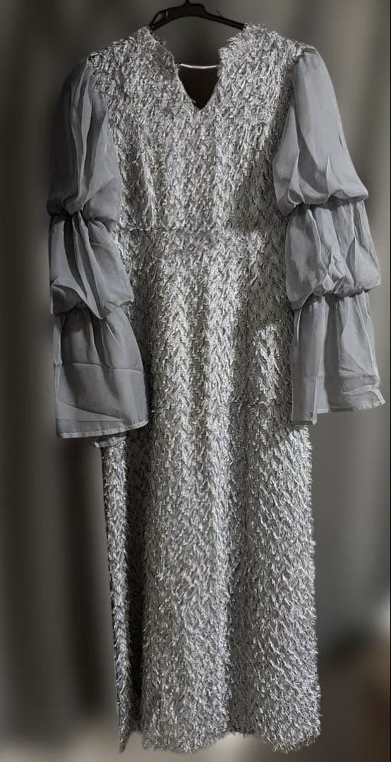 デザインスリーブシャギードレス 結婚式 およばれドレス　ドリードール