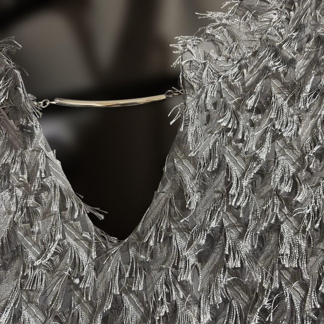 デザインスリーブシャギードレス 結婚式 およばれドレス　ドリードール