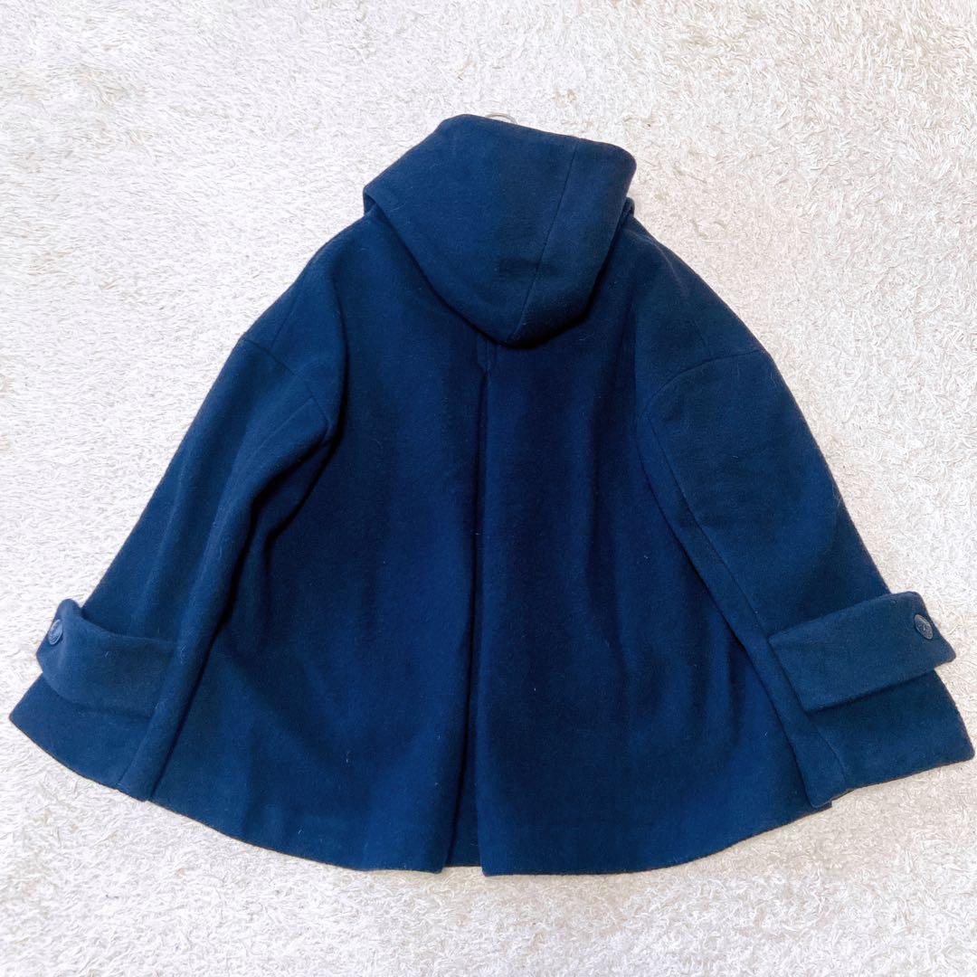 ビアズリー　フーデットウールピーコート ネイビー　フリーサイズ