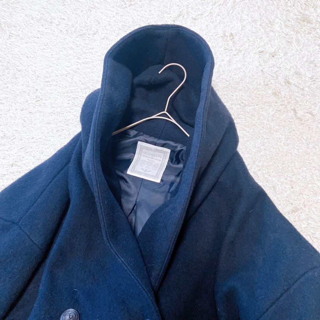 ビアズリー　フーデットウールピーコート ネイビー　フリーサイズ