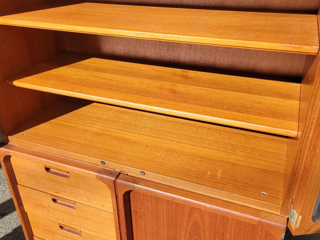 レトロ 木製 ガラス扉付き 食器棚 本棚 収納棚 ヴィンテージ調 キャビネット