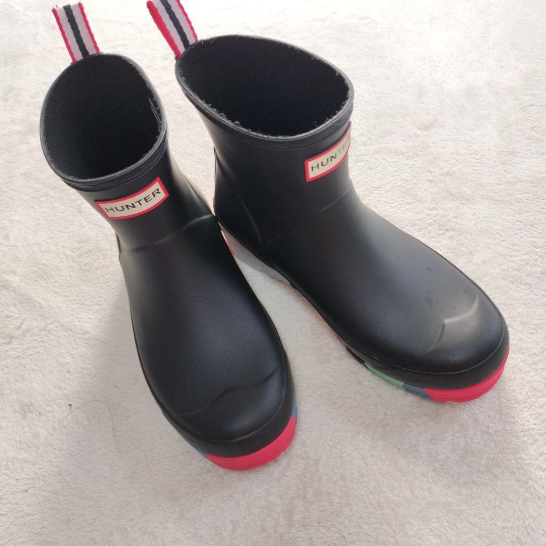 HUNTER ハンター プレイショートストライプソールブーツ 25 レインブーツ