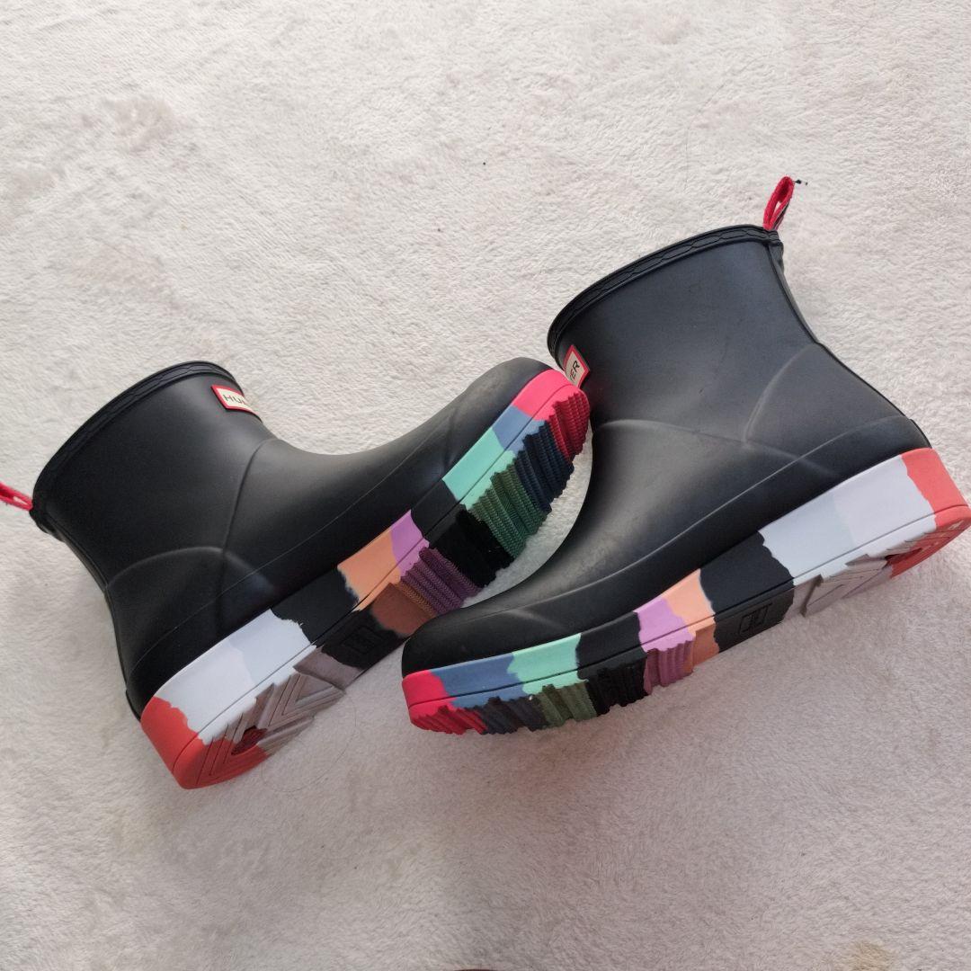 HUNTER ハンター プレイショートストライプソールブーツ 25 レインブーツ