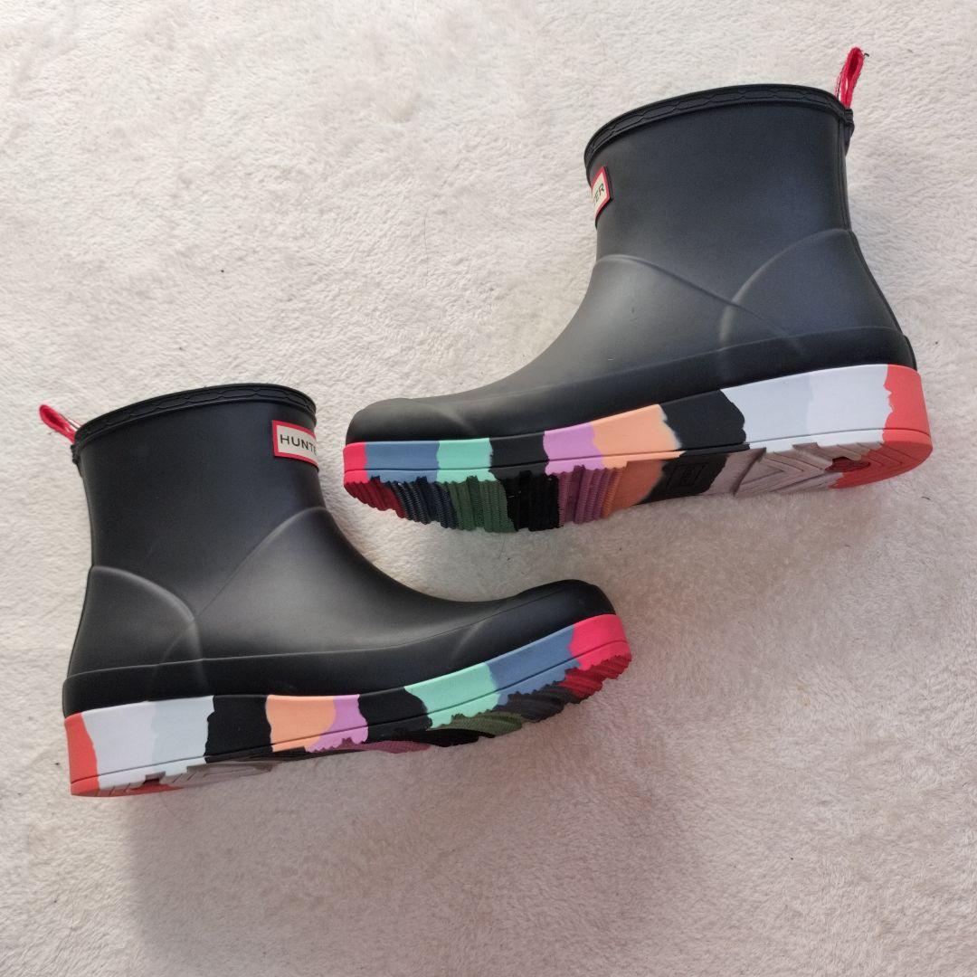 HUNTER ハンター プレイショートストライプソールブーツ 25 レインブーツ