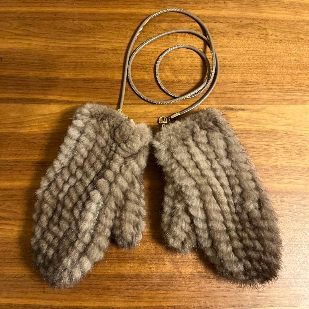 Max Mara ミンクファー ミトン 手袋 ストラップ付き