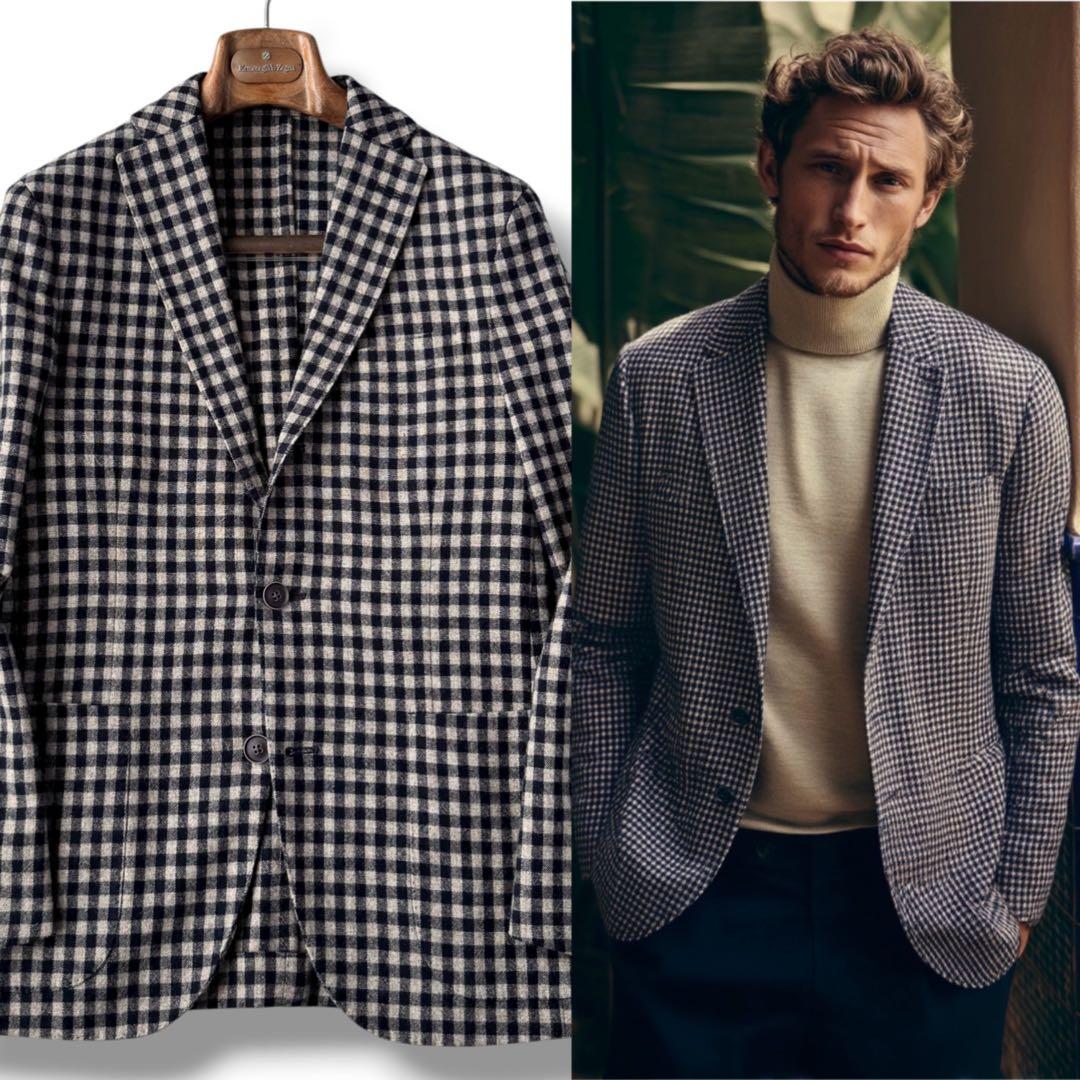 BOGLIOLI ボリオリ フランネル カシミヤ テーラード ジャケット 44