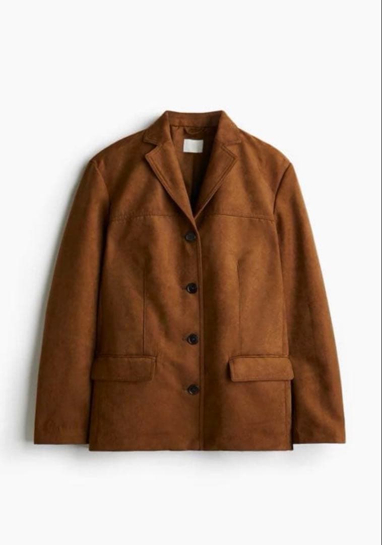  シングルブレストブレザー スエードジャケット