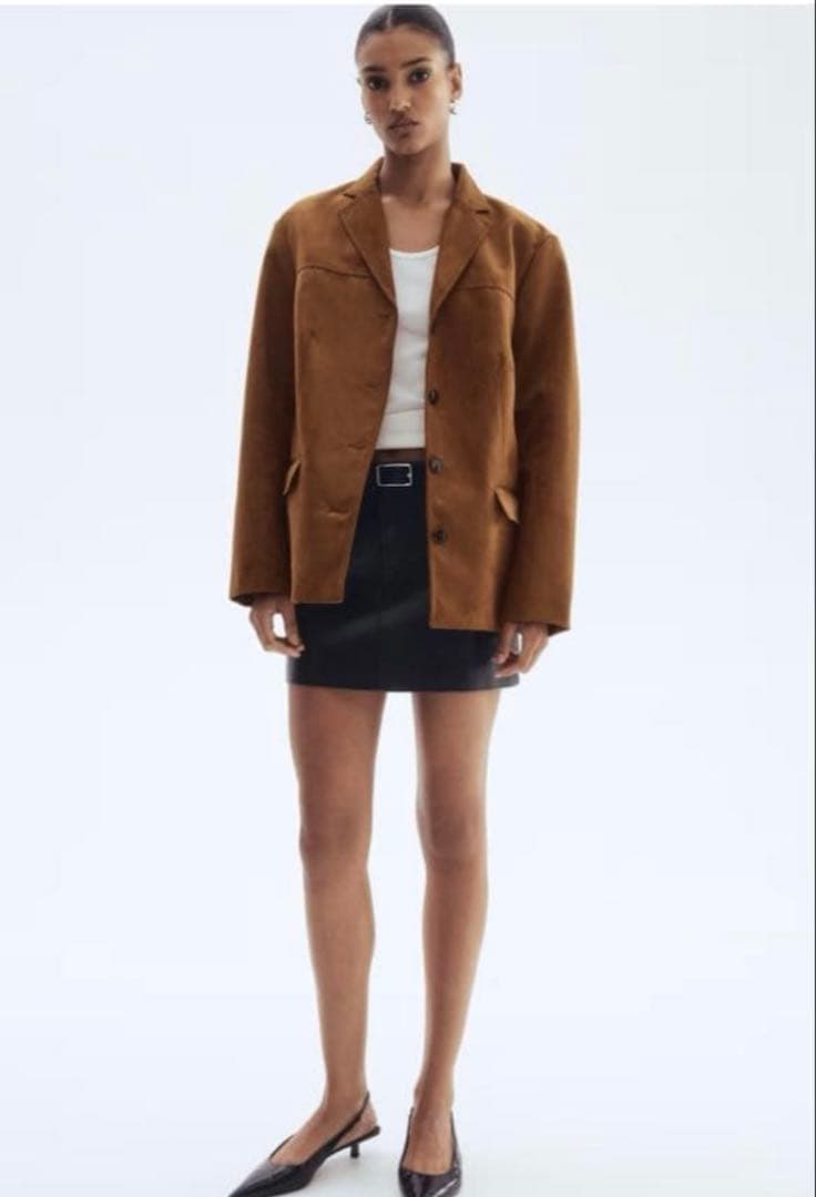  シングルブレストブレザー スエードジャケット