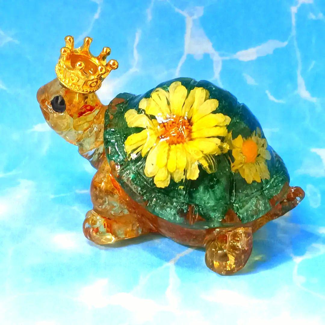 Rー101　オルゴナイト　王冠亀さん　縁起物　置物