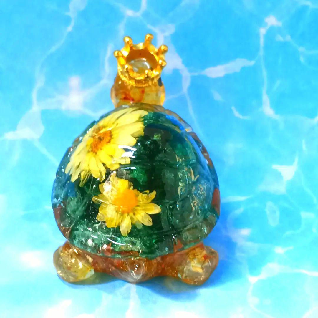 Rー101　オルゴナイト　王冠亀さん　縁起物　置物