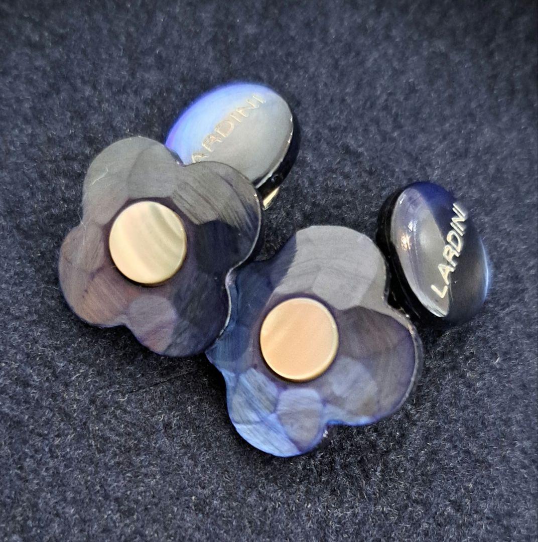 LARDINI カフス 白蝶貝+ブートニエールベネチアンガラスセット