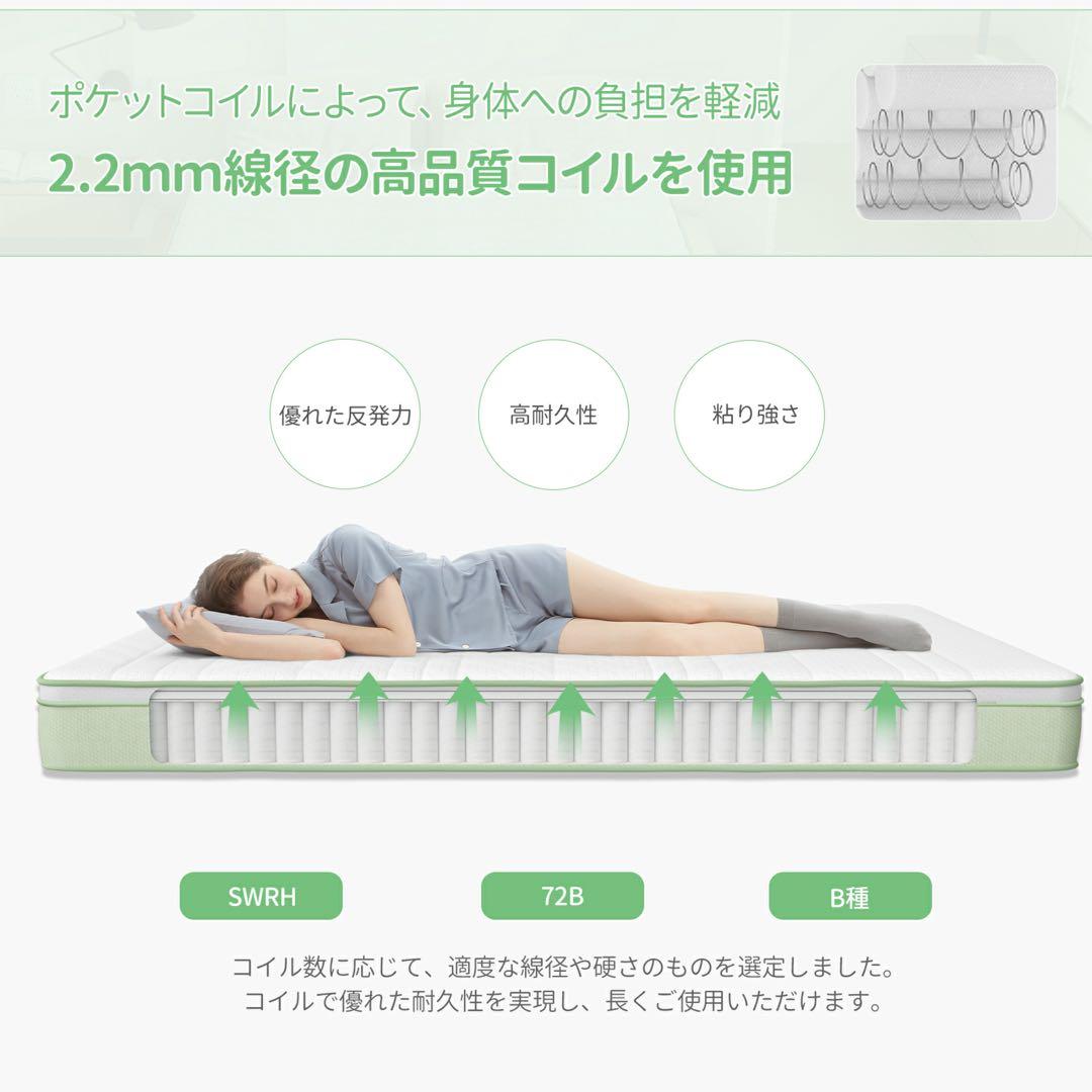 マットレス クイーン 高反発 厚さ18cm やや硬め 振動隔離 体圧分散高通気性