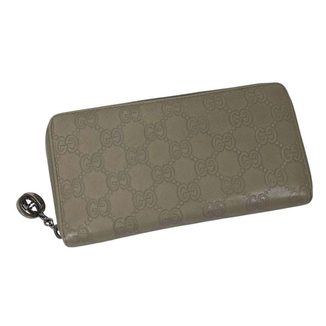 グッチ　長財布　インターロッキング　GGロゴ シマレザー　総柄　エンボス　レザー