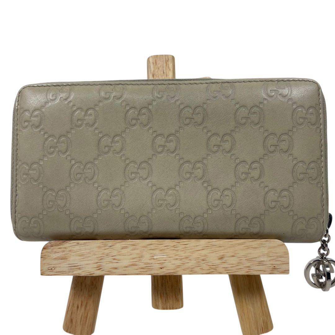 グッチ　長財布　インターロッキング　GGロゴ シマレザー　総柄　エンボス　レザー