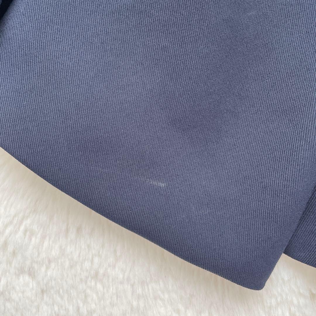 ヴェルメイユパーイエナ　梳毛風　ボリュームペプラム　ワンピース　ネイビー　38