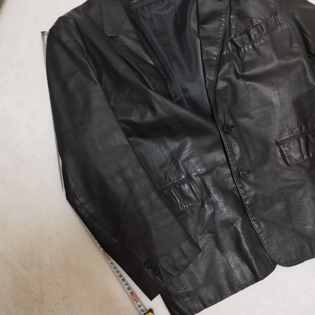 ウィンドアーマー テーラードジャケット レザー 黒 大きいサイズXL