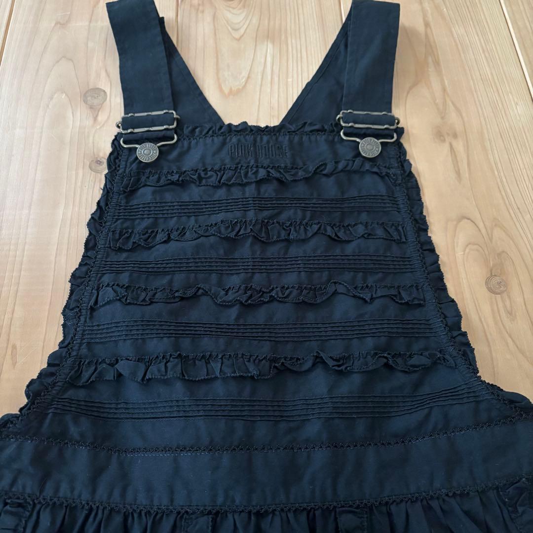 ★レア★ピンクハウス サロペットエプロン 黒 アリス ウサギ トランプ　タブリエ